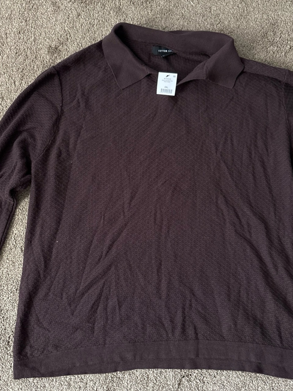 Men's Dark Brown Long-Sleeve Polo Sweater